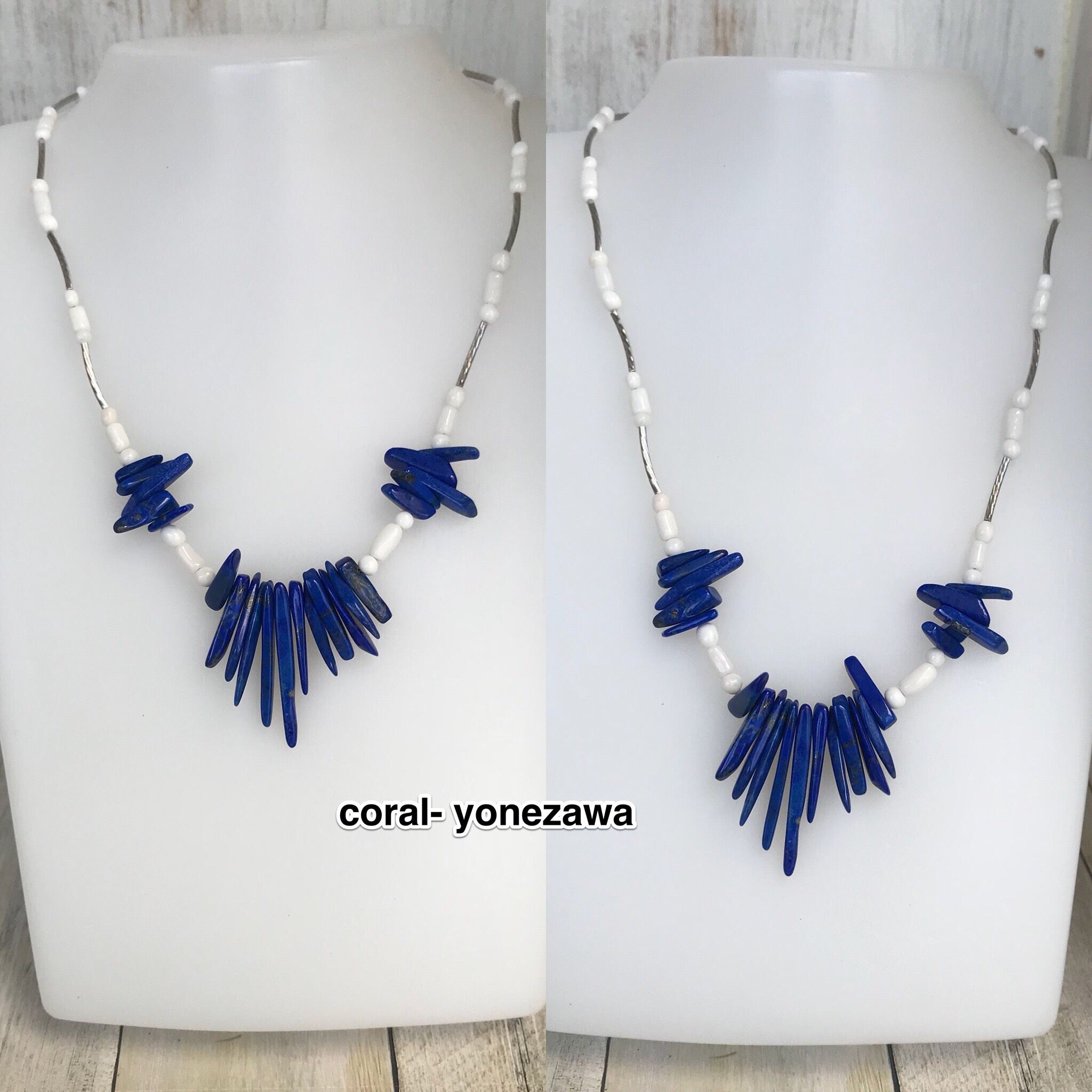 ラピス.白珊瑚ネックレス