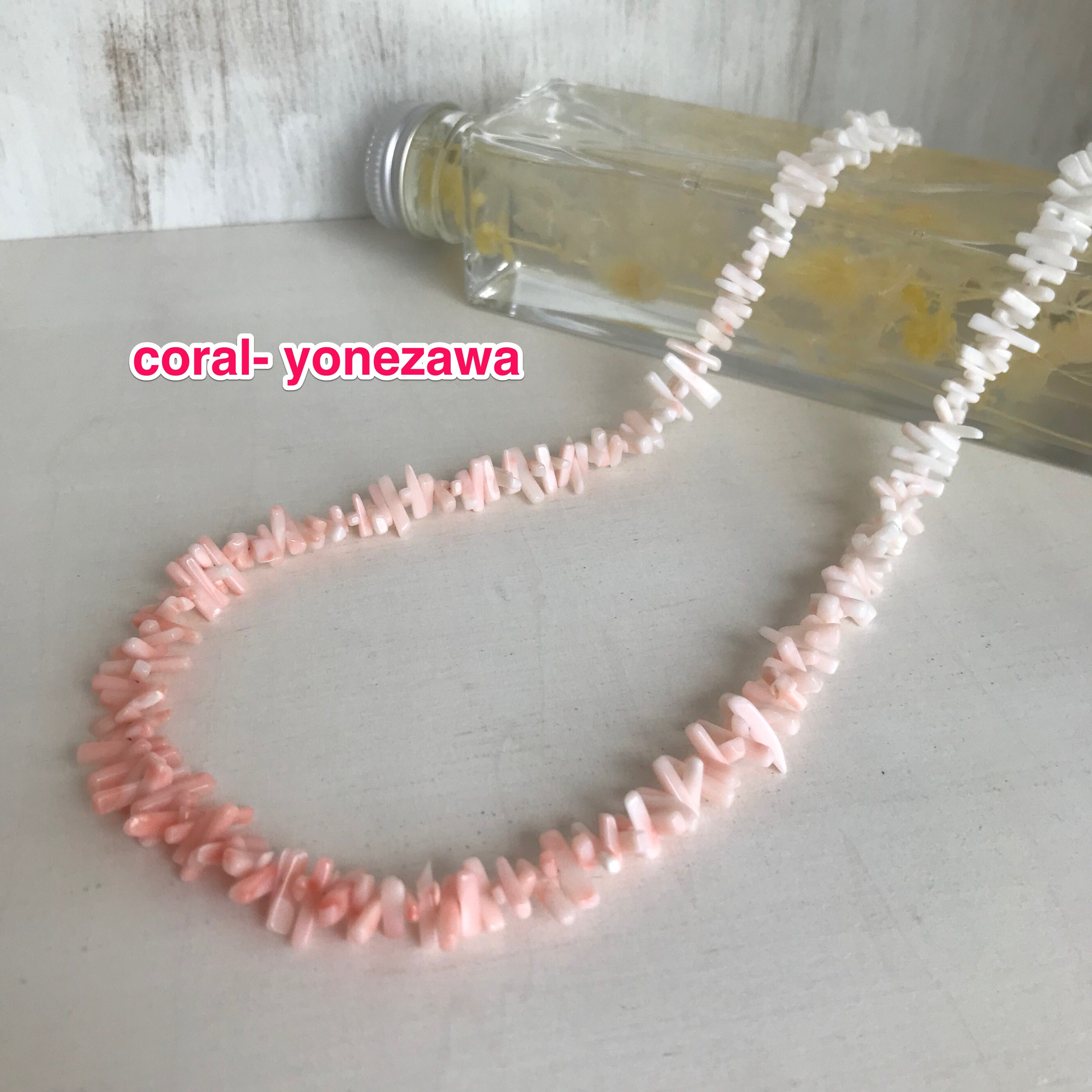 グラデーション.ネックレス〜coral〜「ピンク.白」