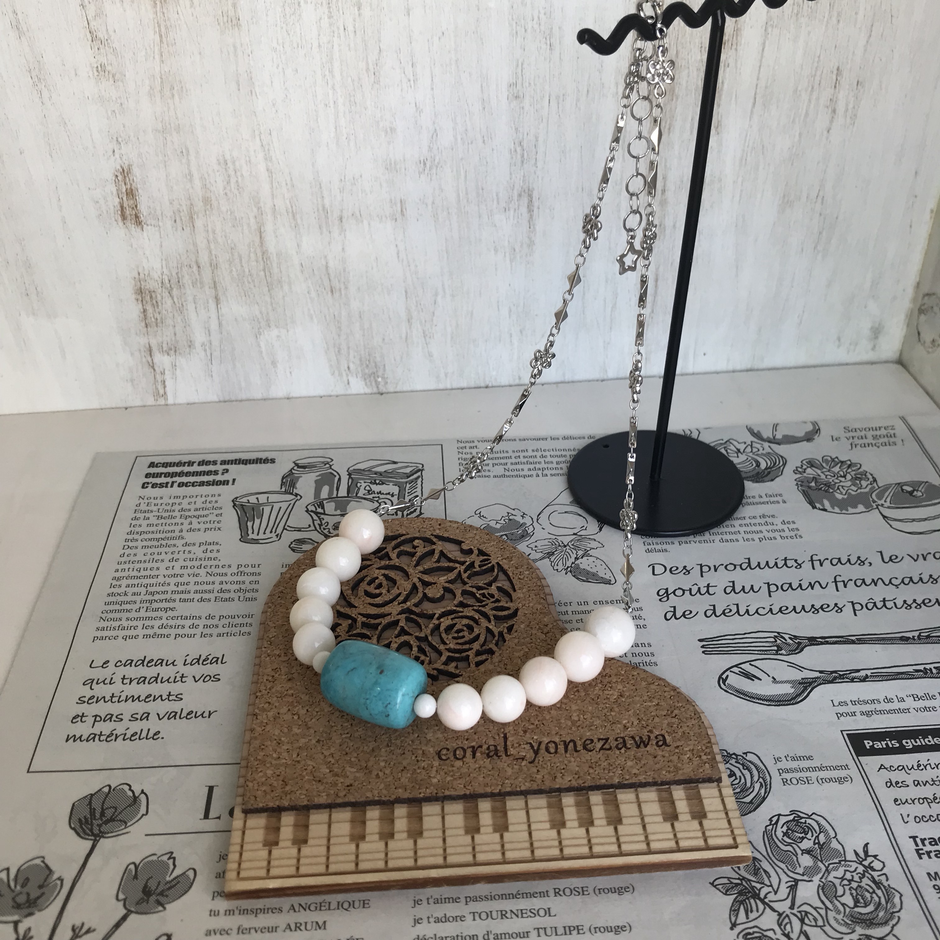 大ぶり！！ネックレス〜さんご.ターコイズ〜