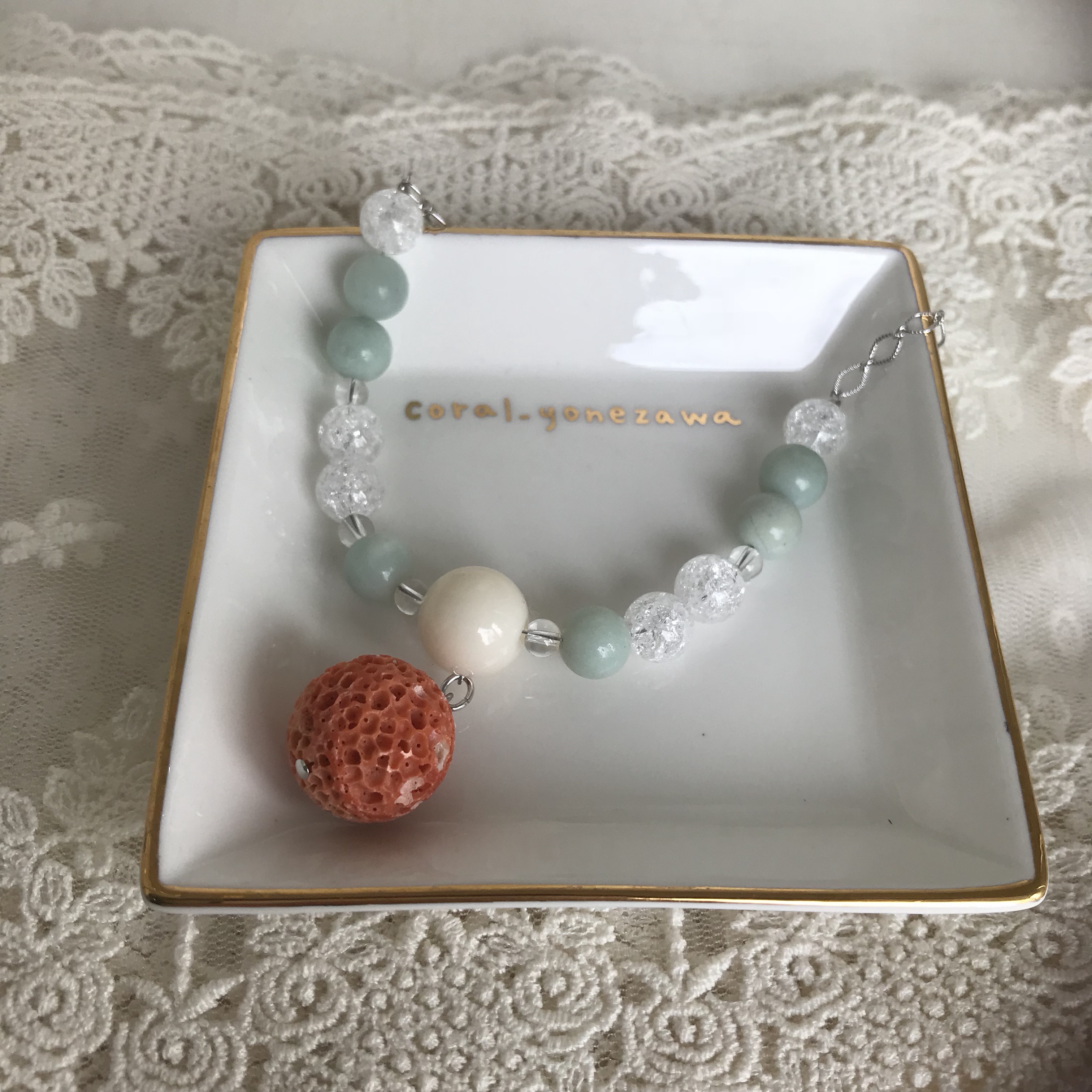 チェーンネックレス「涼」珊瑚のす玉