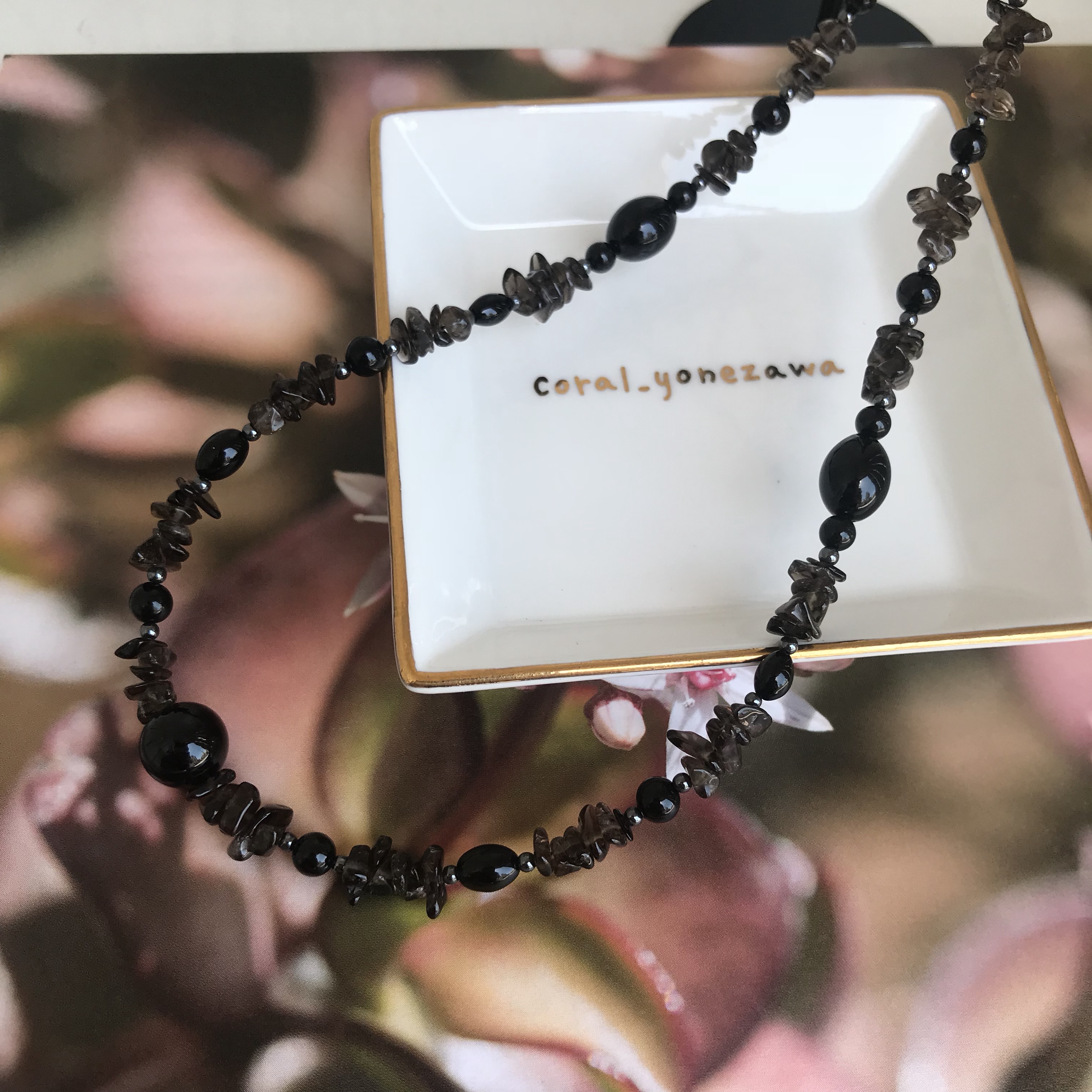 ブラックなネックレスsv〜黒珊瑚〜 5,775円