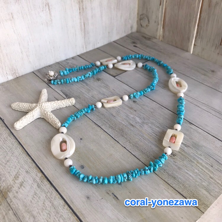 ターコイズ.爽やかカラーネックレス〜SＶ〜