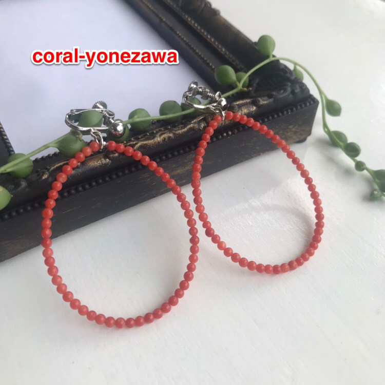 7月セール品☆☆赤珊瑚.小玉イヤリング☆☆