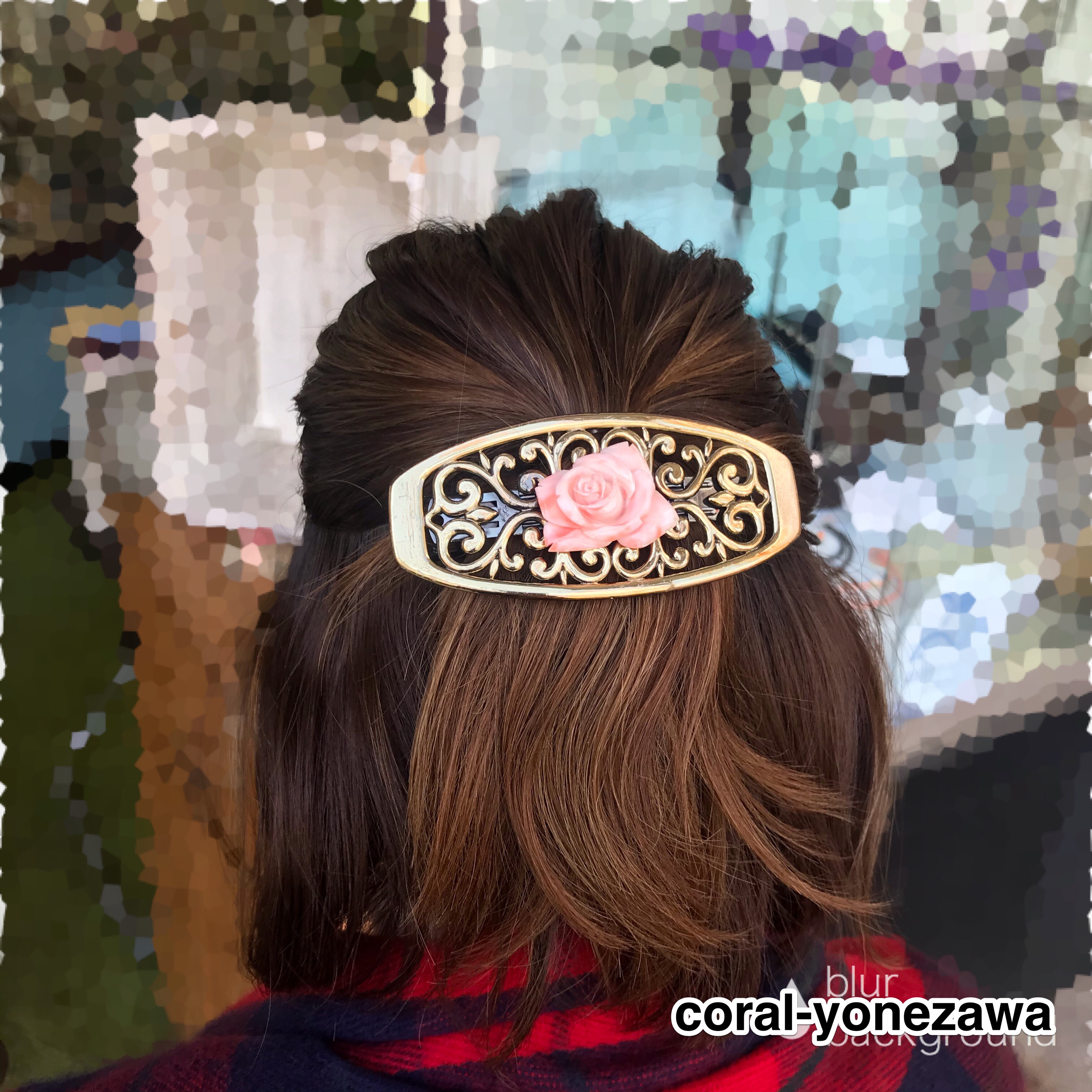 珊瑚.バレッタ.髪留め.SALE③