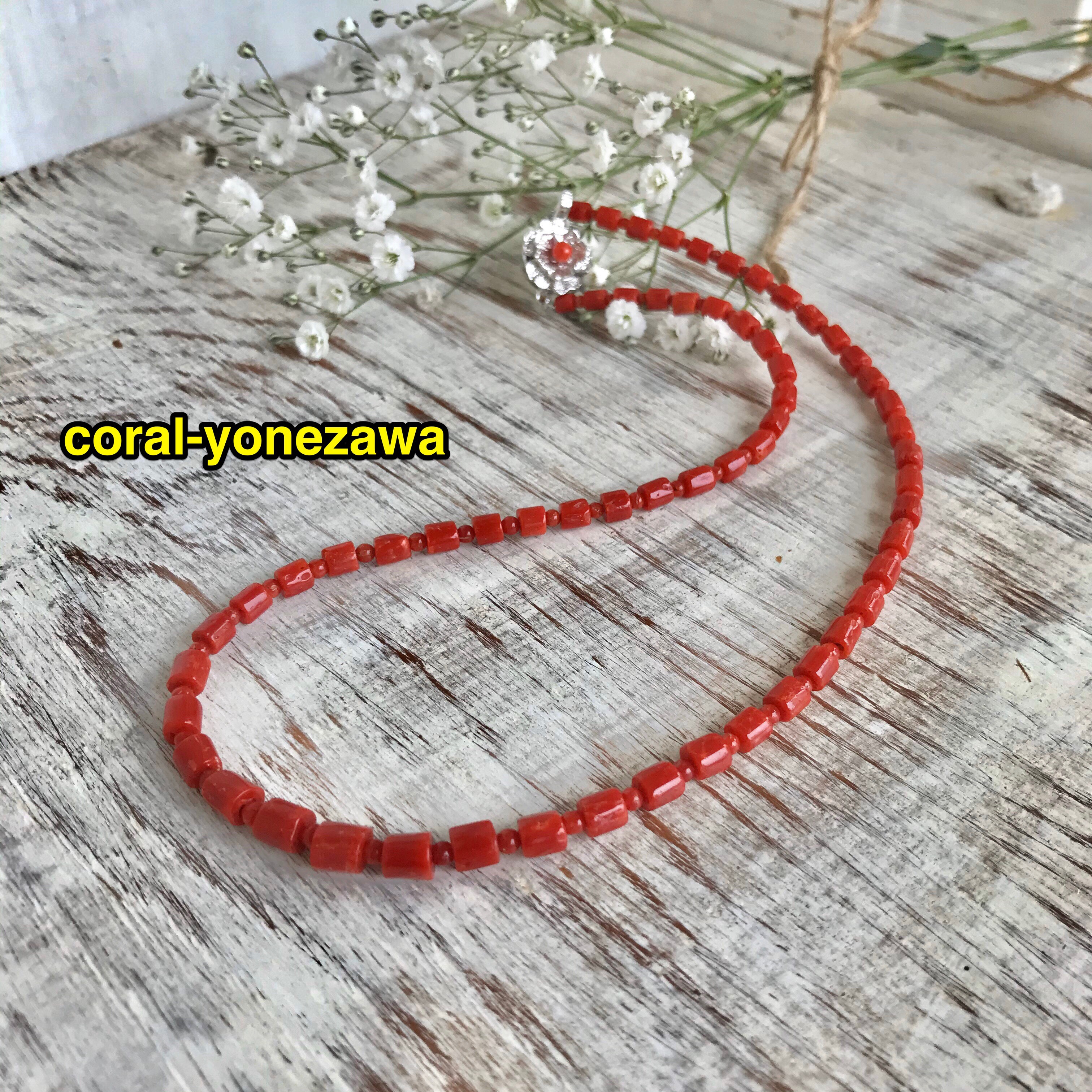 送料無料♪赤珊瑚ネックレス.長さ約43.5㎝