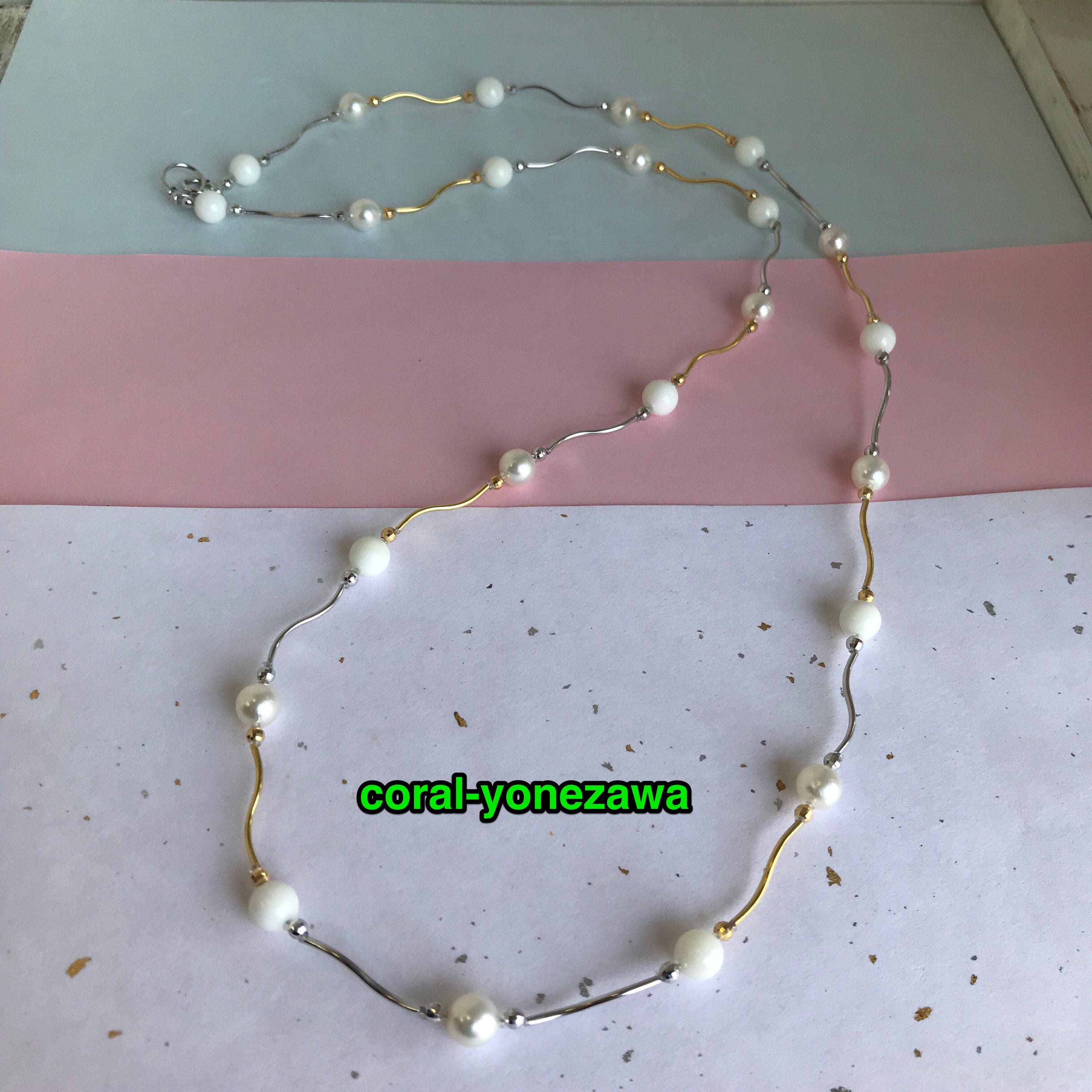 白珊瑚.本真珠ネックレス.〜純白白珊瑚.まろやかな光沢本真珠〜