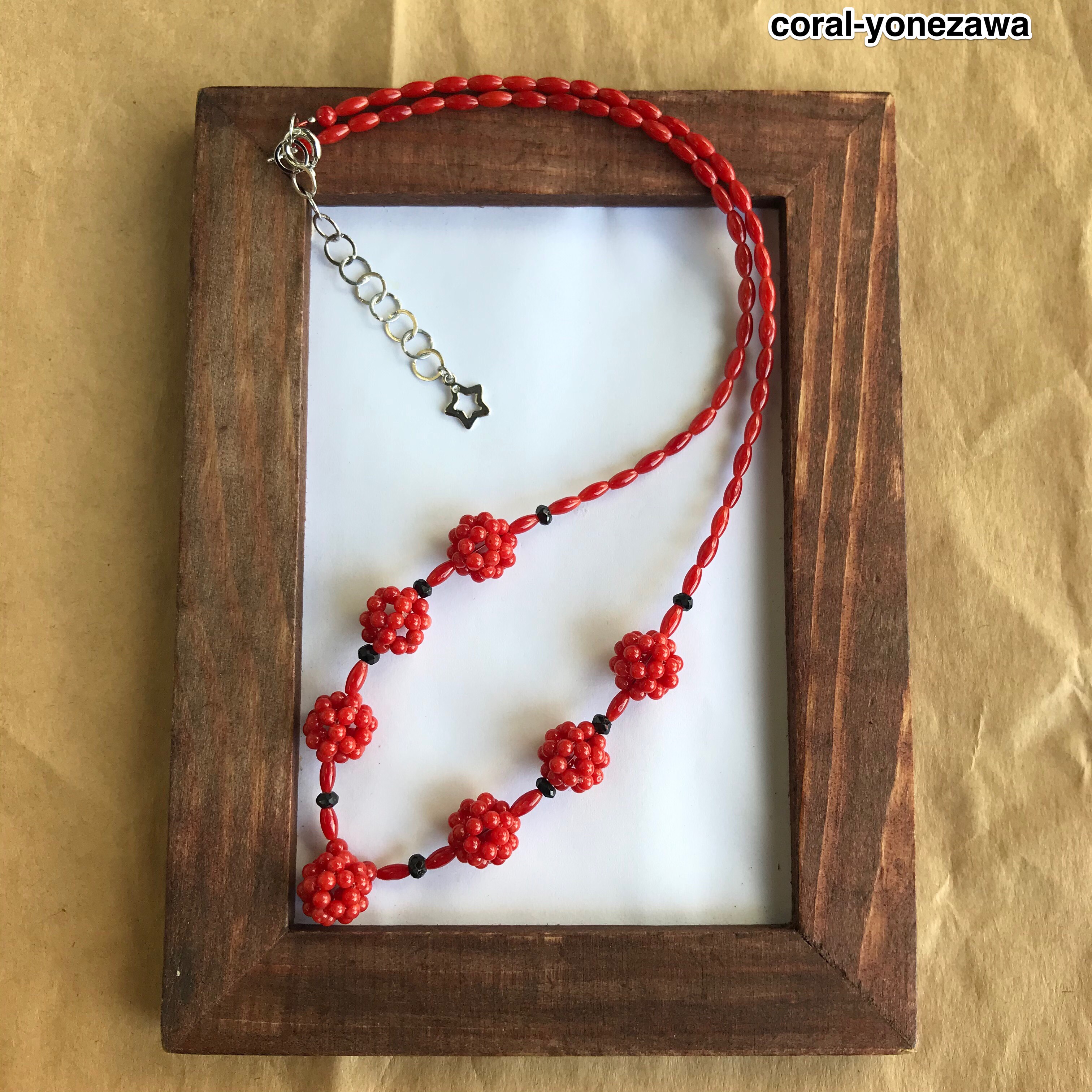 赤珊瑚ネックレス.sv製〜深紅〜
