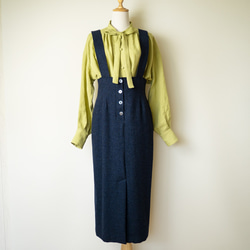 ウールのハイウエストジャンパースカート【W74・ペンシルタイト