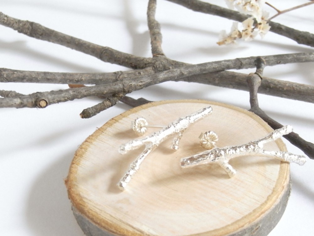 シルバーSV925　小枝のピアス