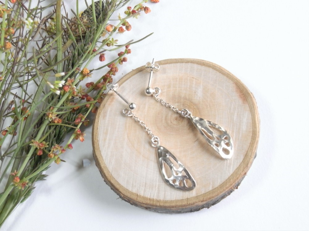 シルバーSV925　夏の思い出（蝉の翅）ピアス‐S