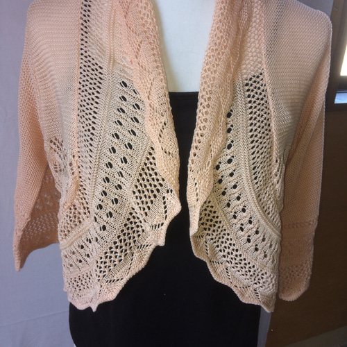 レース編みニットボレロ コットン50% ピンク ボレロ tomoko629 通販  