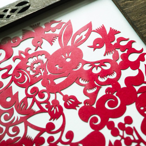切り絵　額装 額装切り紙☆福撒き兎 切り絵 老虎小百貨 通販 6362981｜Creema