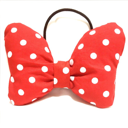 ドット柄 ぷっくりリボンのヘアゴム♡ ♡ミニサイズ 2個セット