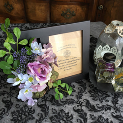 シャビーシックなローズと紫陽花のフォトスタンド 3枚目の画像