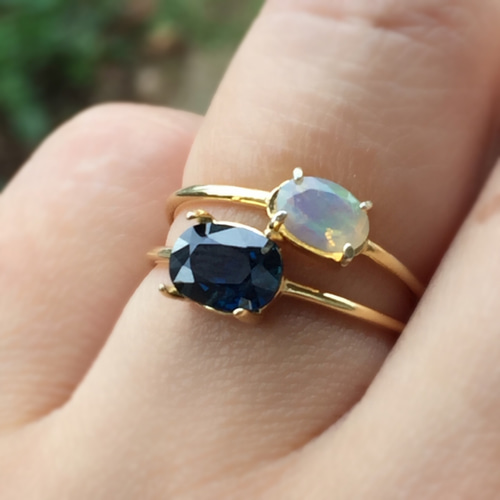 Silver925 18kgp 非加熱 ブルー サファイア リング 指輪・リング