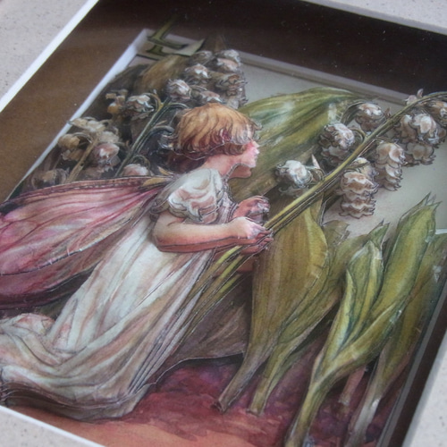 完成品】シャドーボックス（フラワーフェアリー：スズラン