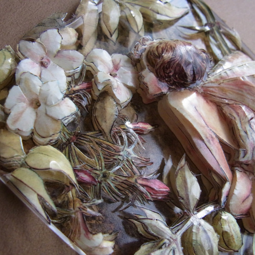 完成品】シャドーボックス（フラワーフェアリー：ジャスミン