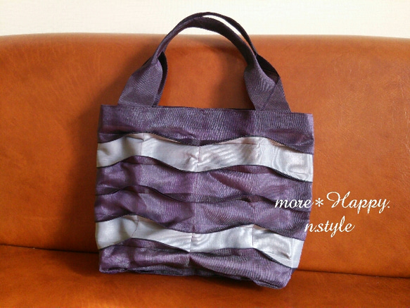 畳へり トートバッグ 紺 大きめのA4サイズ ヘリバッグ 畳縁バッグ