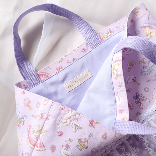 完売しました】チュチュ柄のレッスンバッグ✻パープル レッスンバッグ