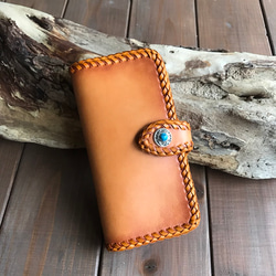 アメリカンオイルレザーを使用したキャメル色の三つ折り財布　送料無料　本革　名入れ アメリカンオイルレザーを使用したキャメル色の三つ折り財布 三