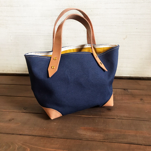 帆布と革で作った小さなトートバッグ トートバッグ HAKODATE
