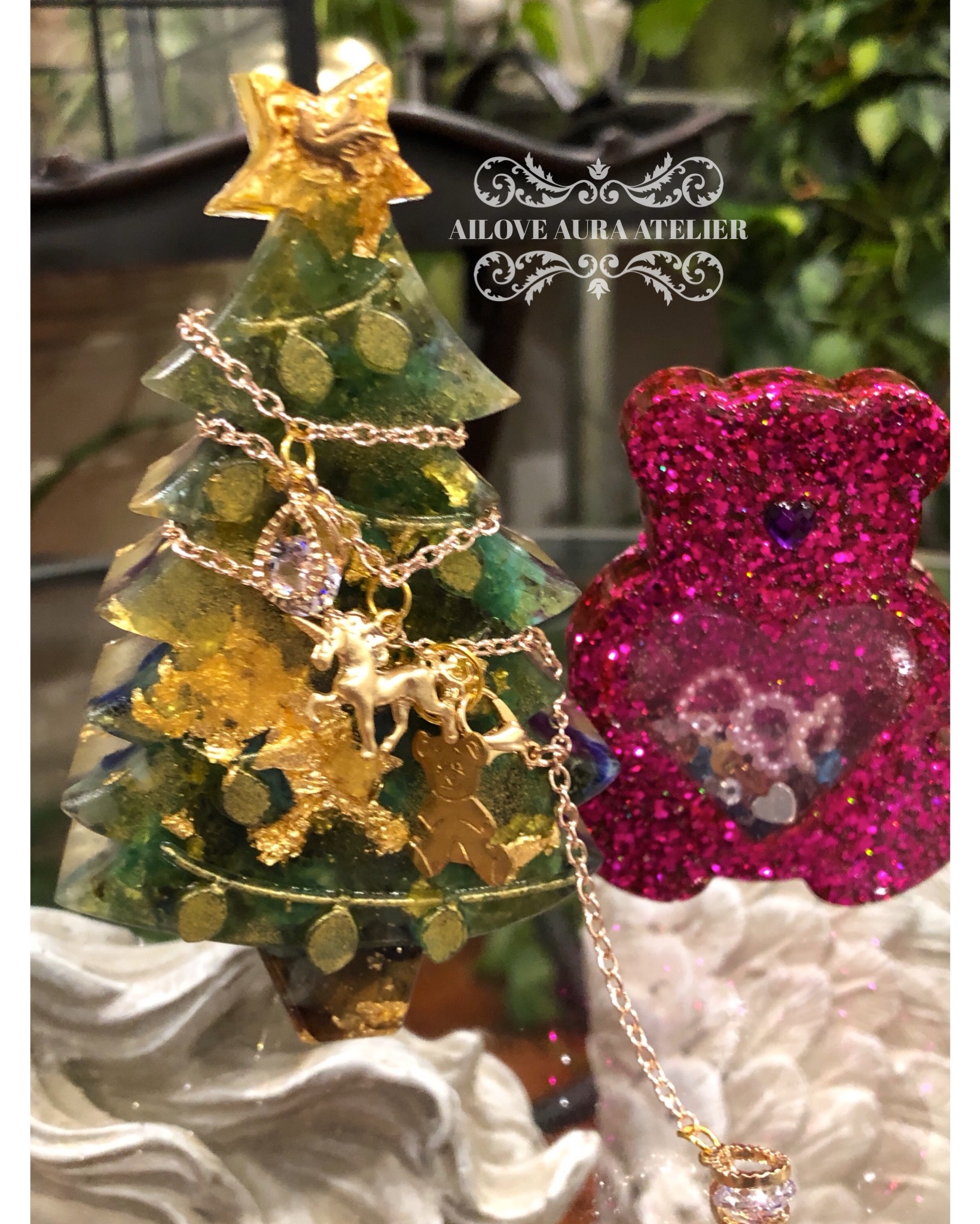 オルゴナイト クリスマスツリー アンバー＆アルーシャサンストーン