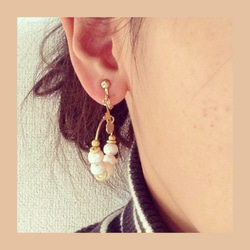 Circle earring  pearl×gold* 2枚目の画像