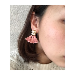 Fringe earring *PINK 3枚目の画像