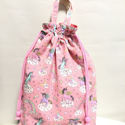 体操着袋 ユニコーン 白×ピンク 2枚目の画像
