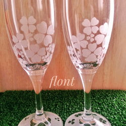 Clover design with name☘Champagne pair glass(お名前入りクローバシャンパンペ 3枚目の画像