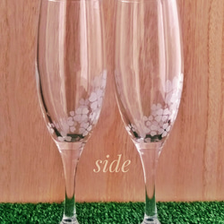 Clover design with name☘Champagne pair glass(お名前入りクローバシャンパンペ 4枚目の画像
