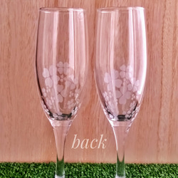 Clover design with name☘Champagne pair glass(お名前入りクローバシャンパンペ 5枚目の画像