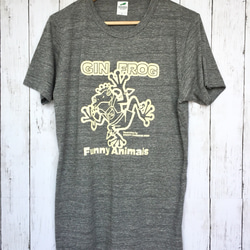 着心地柔らかTシャツ『GIN FROG/ジンフロッグ』ヴィンテージヘザー ・薄手・王冠・カエル 2枚目の画像