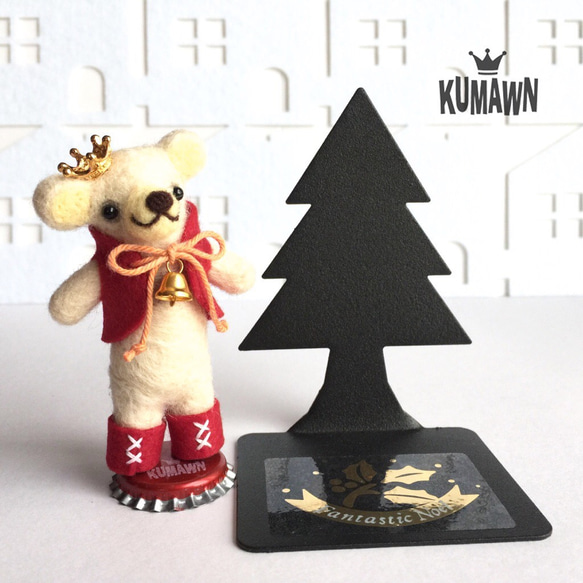 「kumawn/クマウン」x'mas シロクマ バージョン・クリスマス 王冠 クマ サンタさん ギフト 2枚目の画像