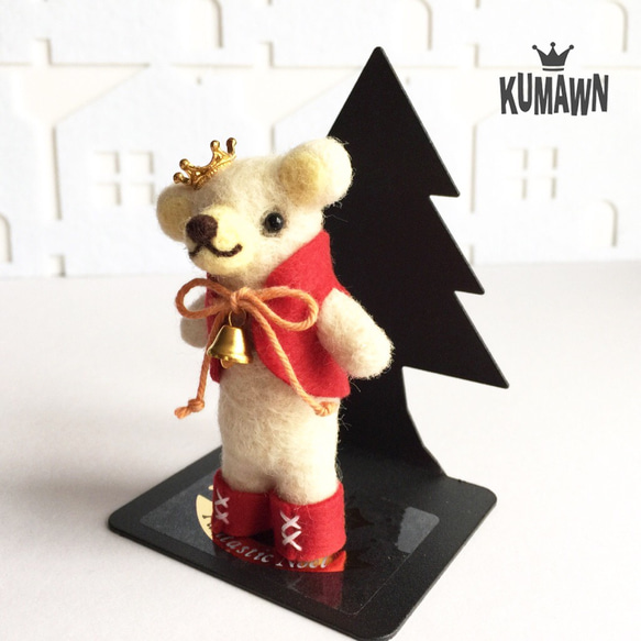 「kumawn/クマウン」x'mas シロクマ バージョン・クリスマス 王冠 クマ サンタさん ギフト 3枚目の画像