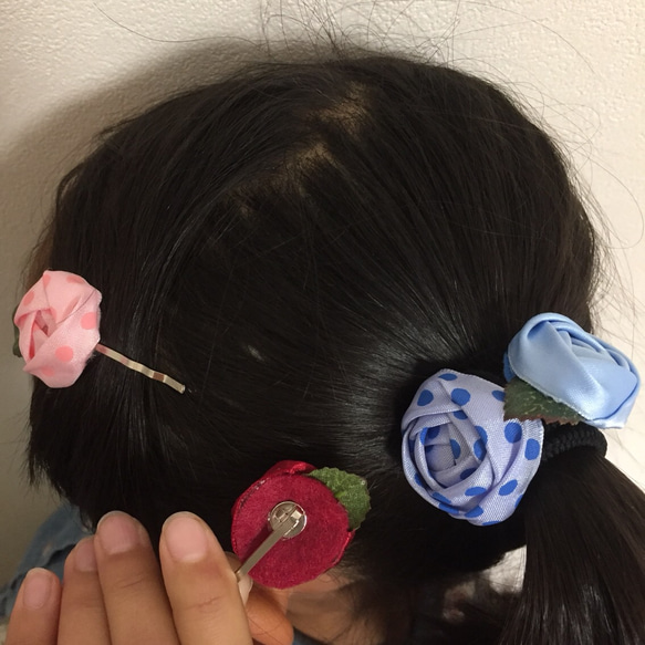 送料無料！選べる♪バラモチーフのヘアゴムorヘアピン3個セット♡ 5枚目の画像