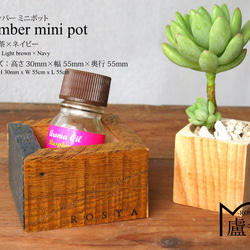 ティンバー ミニ ポット -Timber Mini Pot-　茶×ネイビー 5枚目の画像