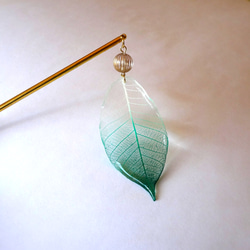 Green Gradation Leaf Kanzashi 2枚目の画像