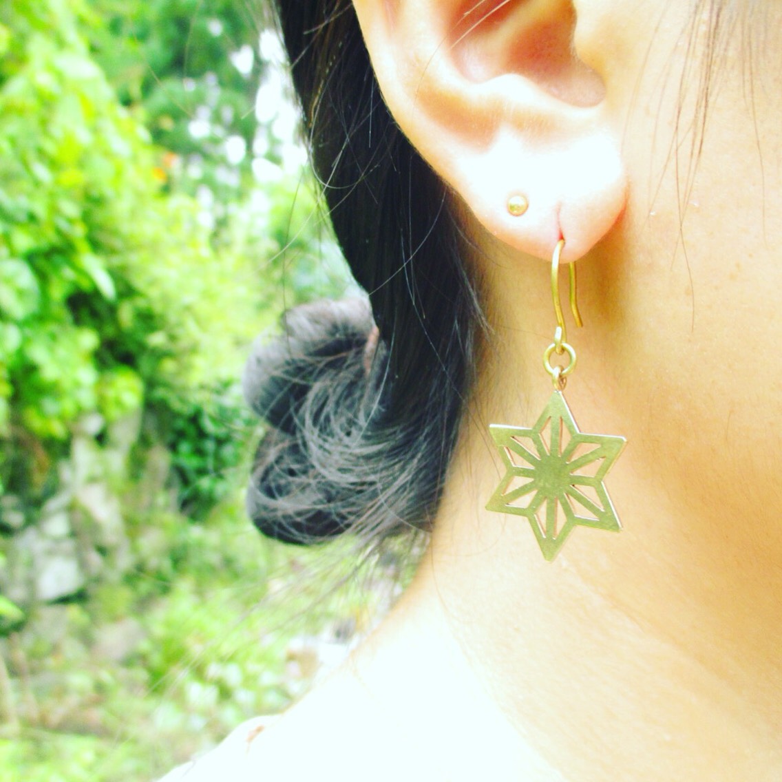 麻紋様 (大) フックピアス [真鍮] 両耳セット