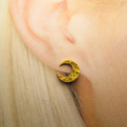月牙形耳環[黃銅]雙耳套 第1張的照片