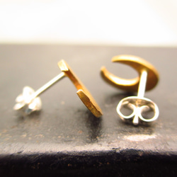 月牙形耳環[黃銅]雙耳套 第3張的照片