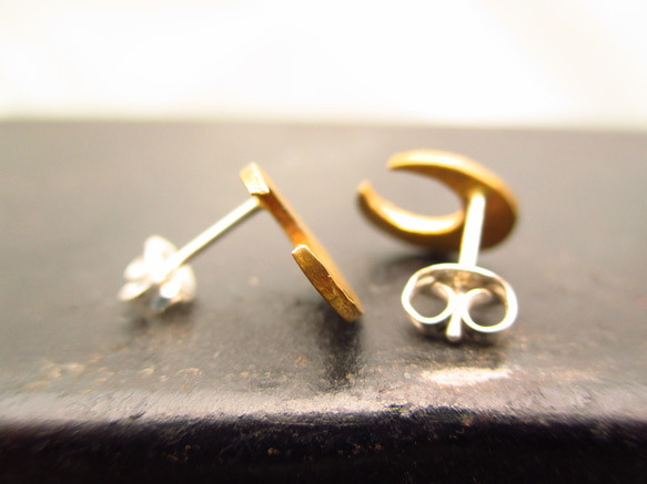 月牙形耳環[黃銅]雙耳套 第3張的照片