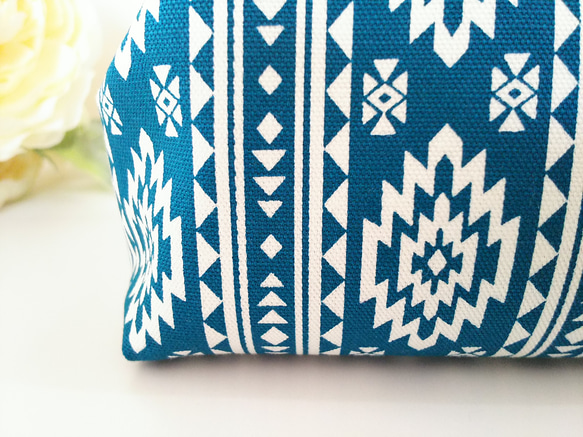 ◆【上一個】【再次上架3】Chimayo圖案藍色綠色紗布袋*美洲原住民*民族*民族*幾何*也用於禮品和旅行 第2張的照片