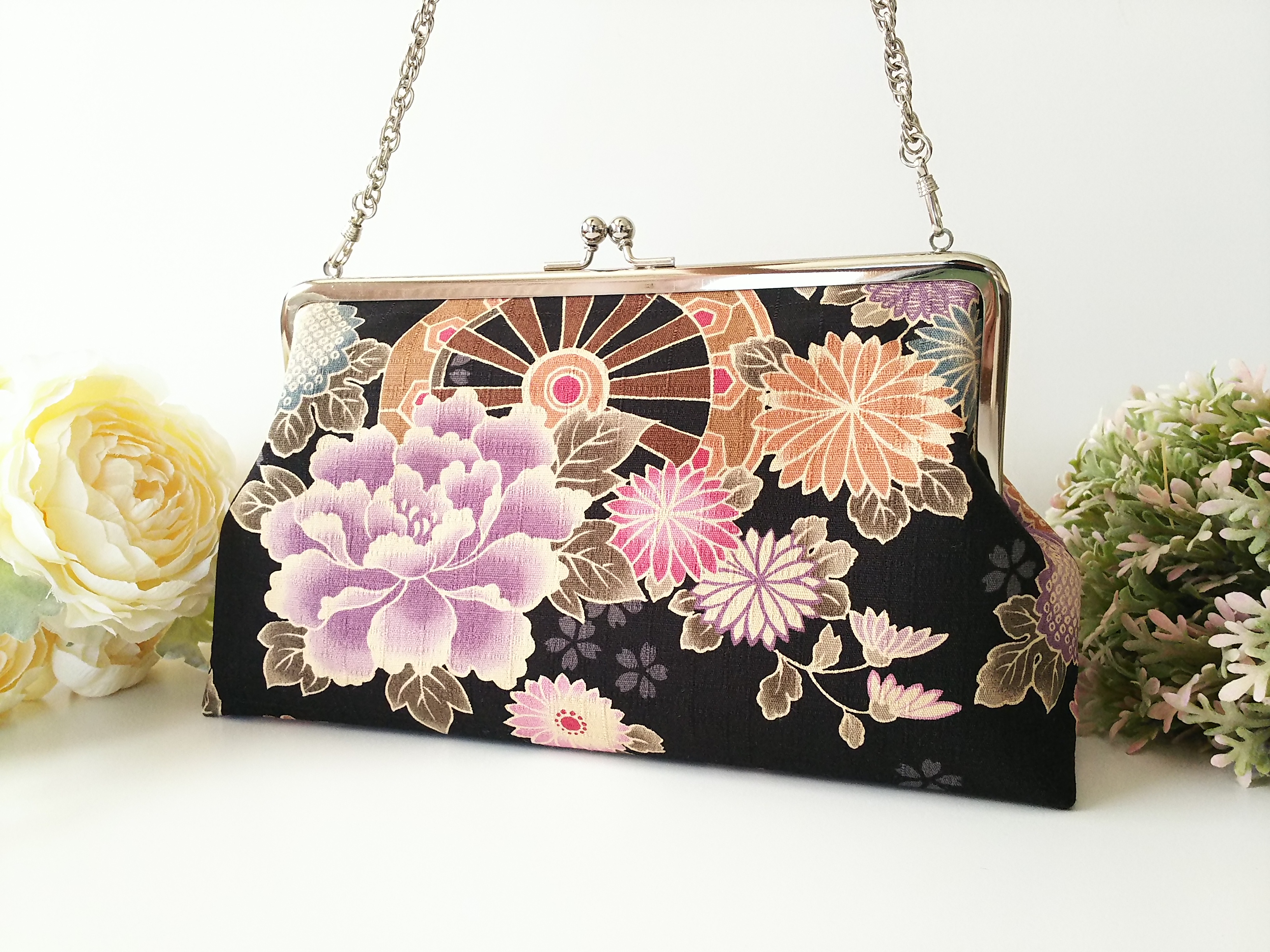 ◇お好きな生地で作るがま口バッグ*浴衣*和柄*着物*和服*ハンドバッグ