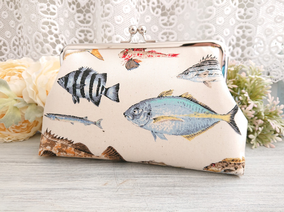 再販12】釣り好きさんのお魚がま口ポーチ*海川フィッシュ魚釣り旅行や