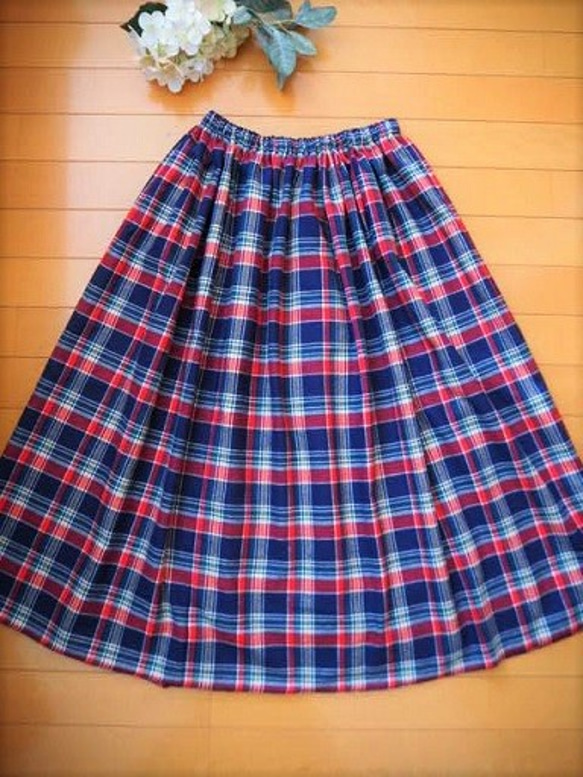 タータンチェックのギャザースカート 7枚目の画像