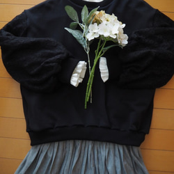 花柄が素敵☆襟袖ギャザーのふんわりブラウス　フリーサイズ　長袖 10枚目の画像