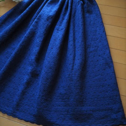 送料無料☆ラスト！スカラップレース刺繍が素敵なダブルガーゼのギャザースカート　フリーサイズ 3枚目の画像