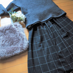 ウール混　シンプルギャザースカート　フリーサイズ　 7枚目の画像
