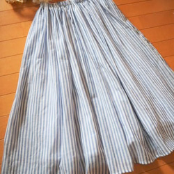 シアー　透け感ストライプ　ペチコート付き　たっぷりギャザースカート　フリーサイズ 7枚目の画像